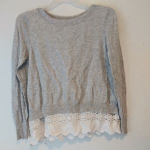 Sublte Luxury Anthro Grey Shirt Top Lace Sz S/M